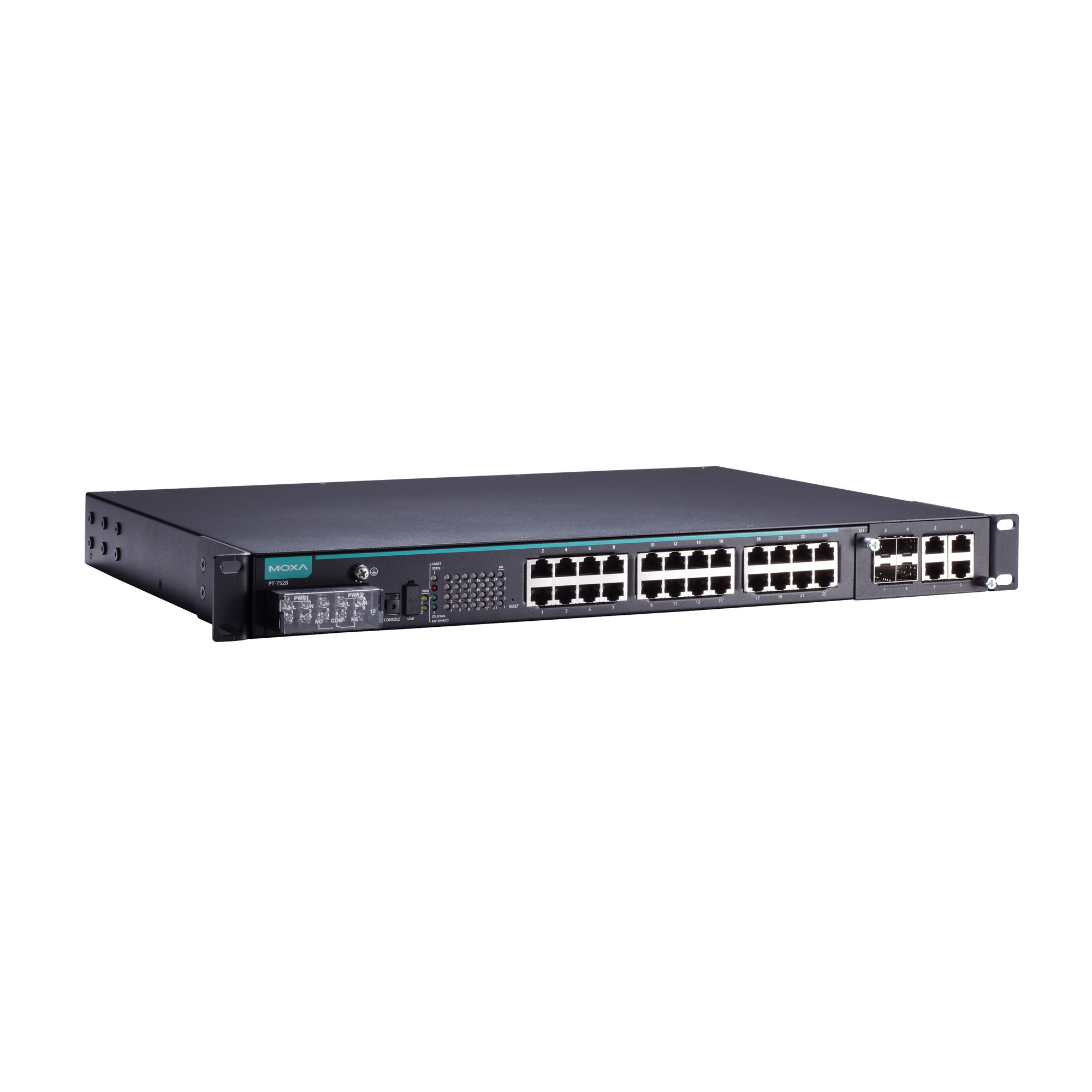 Коммутатор для электроэнергетики в стойку 19" MOXA PT-7528-12MSC-12TX-4GSFP-HV-HV (6098032) Видеорегистраторы и приемное оборудование