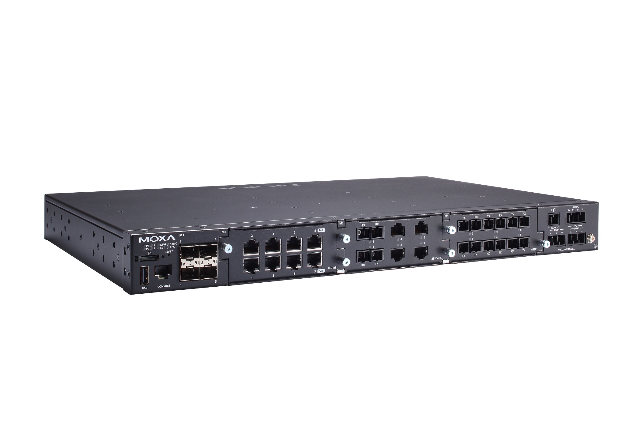 Коммутатор для электроэнергетики в стойку 19" с PTP MOXA RKS-G4028-L3-PoE-4GS-2HV-T Видеорегистраторы и приемное оборудование